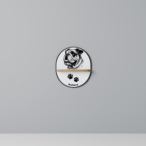 BULLDOG DOG Estante Ovalado Decorativo en Efecto Roble