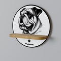 BULLDOG DOG Round Art Shelf In Oak Effect