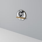 BULLDOG DOG Round Art Shelf In Oak Effect