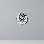 BULLDOG DOG Round Art Shelf In Oak Effect
