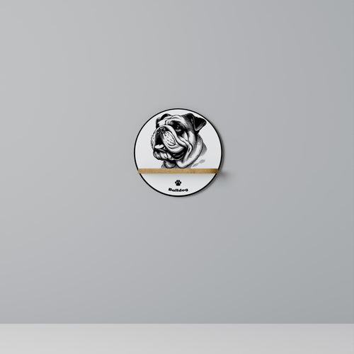 BULLDOG DOG Estante Redondo Decorativo en Efecto Roble