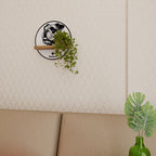 BULLDOG DOG Round Art Shelf In Oak Effect