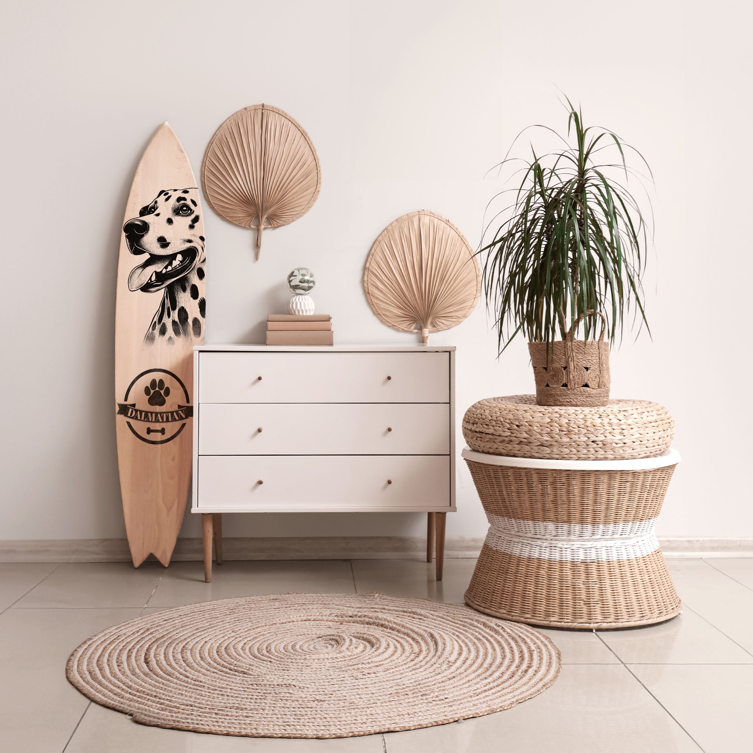 DALMATIAN DOG Panel decorativo de tabla de surf