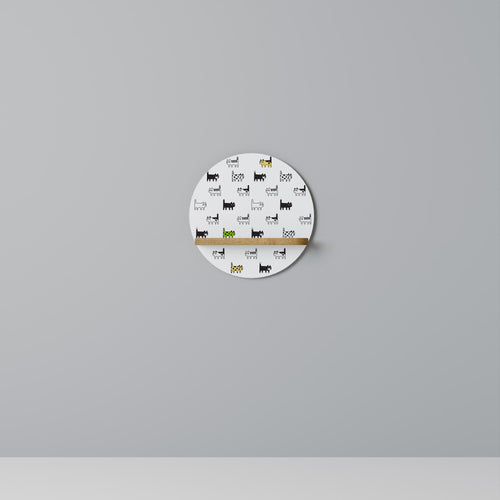 CATS COMPILATION Estante Redondo Decorativo en Efecto Roble