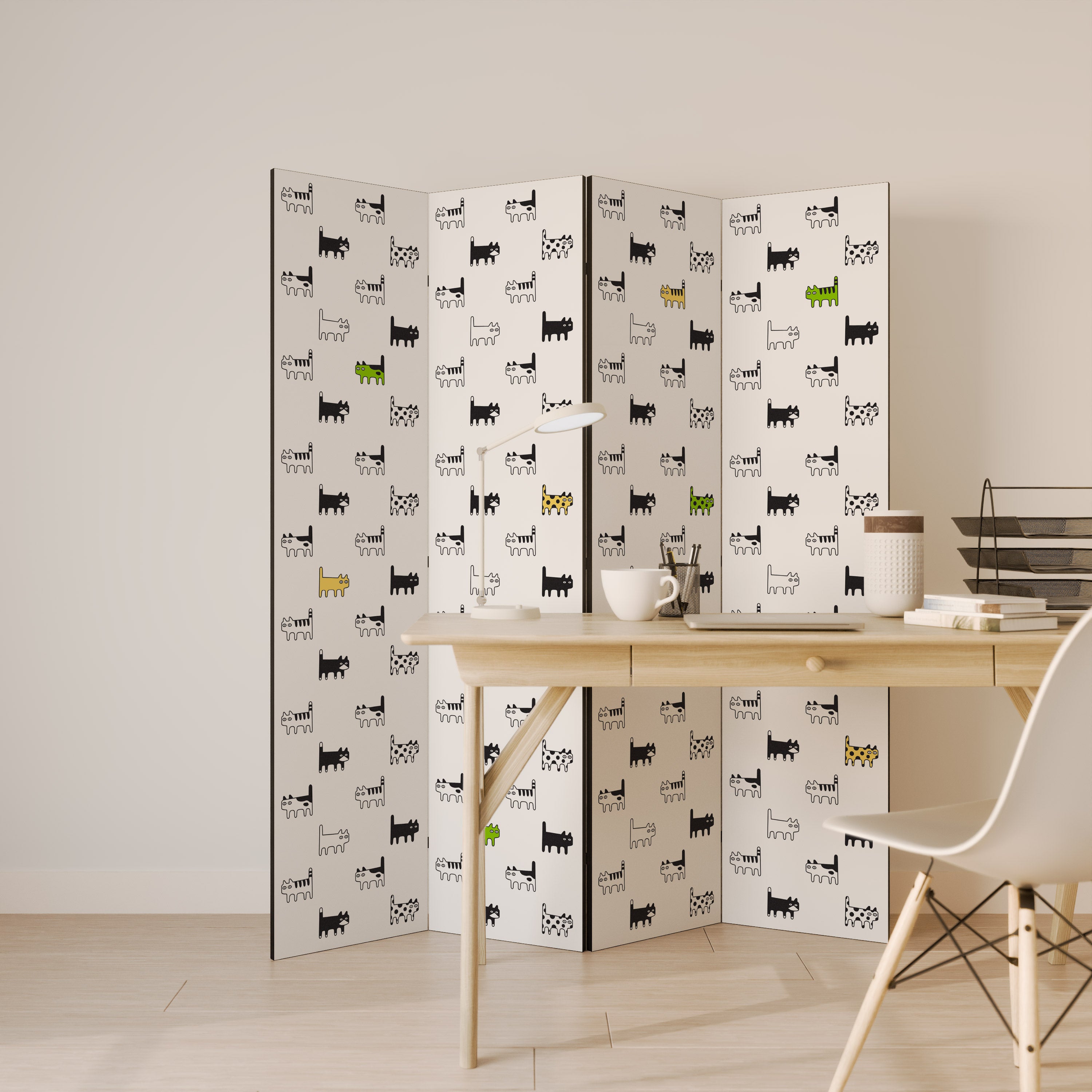 CATS COMPILATION 4-Panel Room Divider