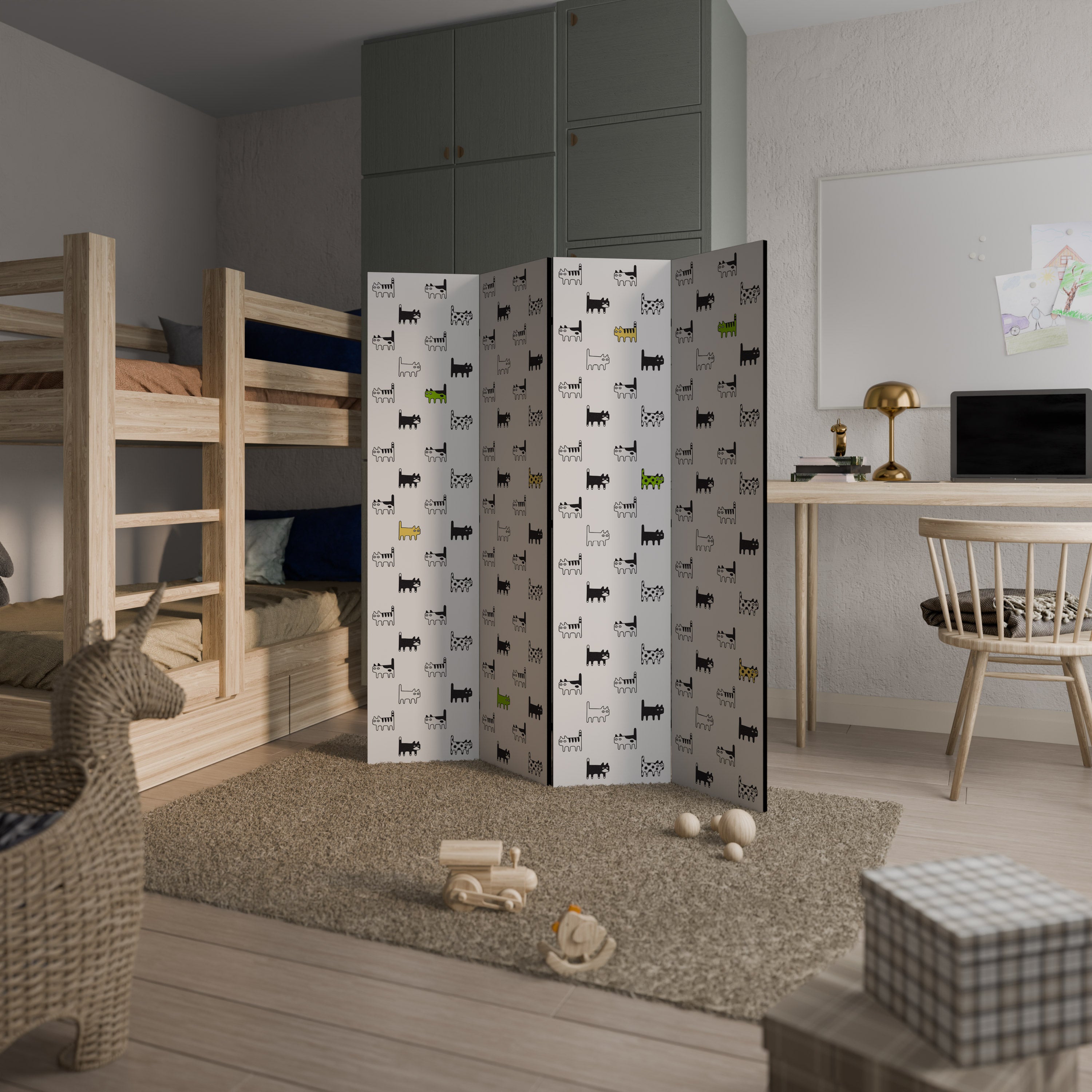 CATS COMPILATION Decorative 4-Panel Room Divider