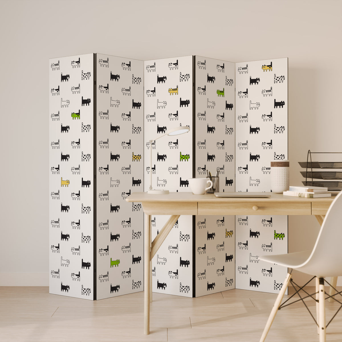 CATS COMPILATION 5-Panel Room Divider