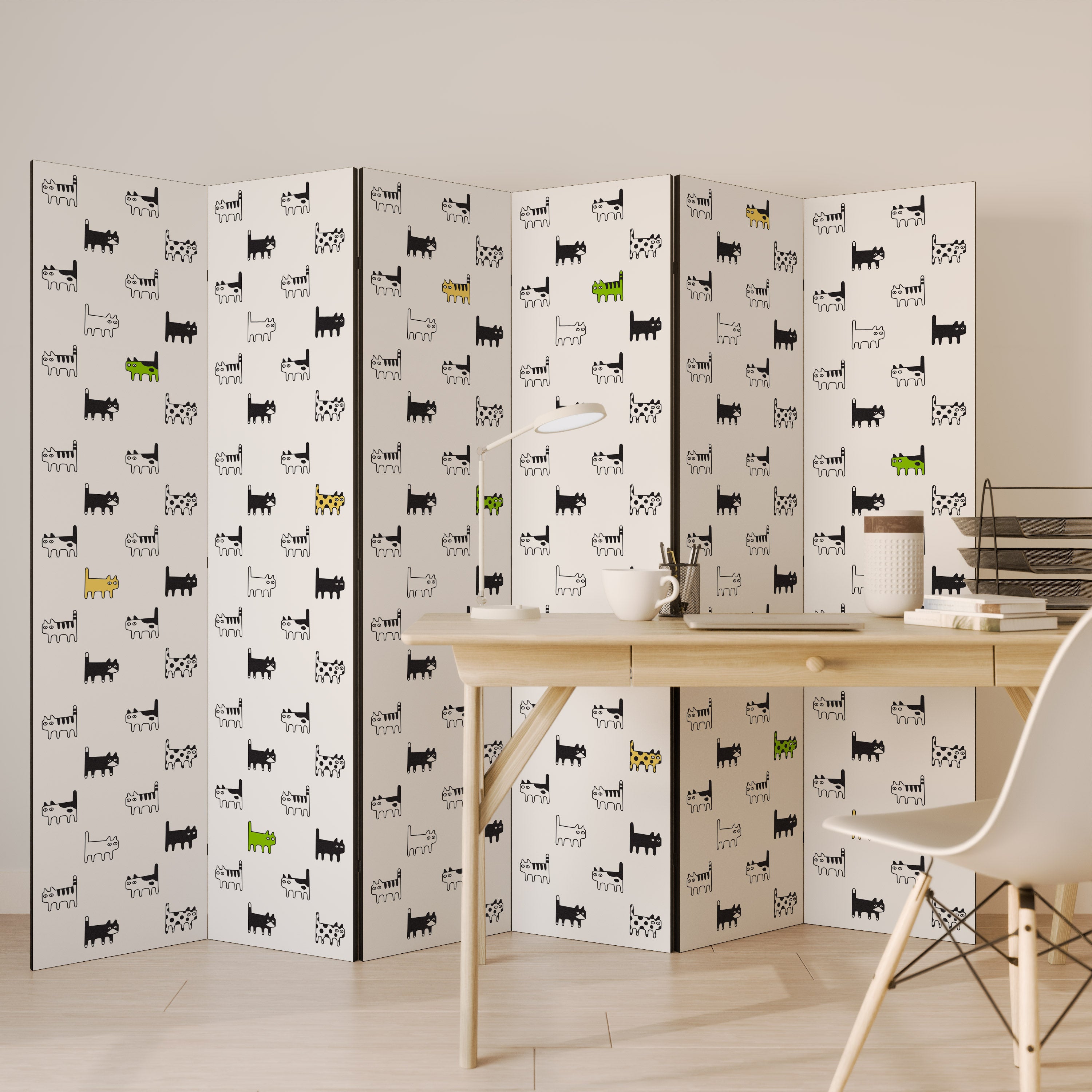 CATS COMPILATION Decorative 6-Panel Room Divider