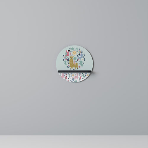 COLORFUL ALPACAS Estante Redondo Decorativo en Acabado Negro