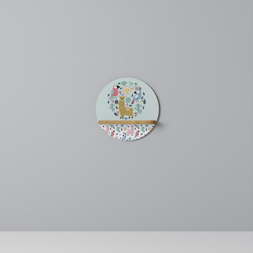 COLORFUL ALPACAS Estante Redondo Decorativo en Efecto Roble