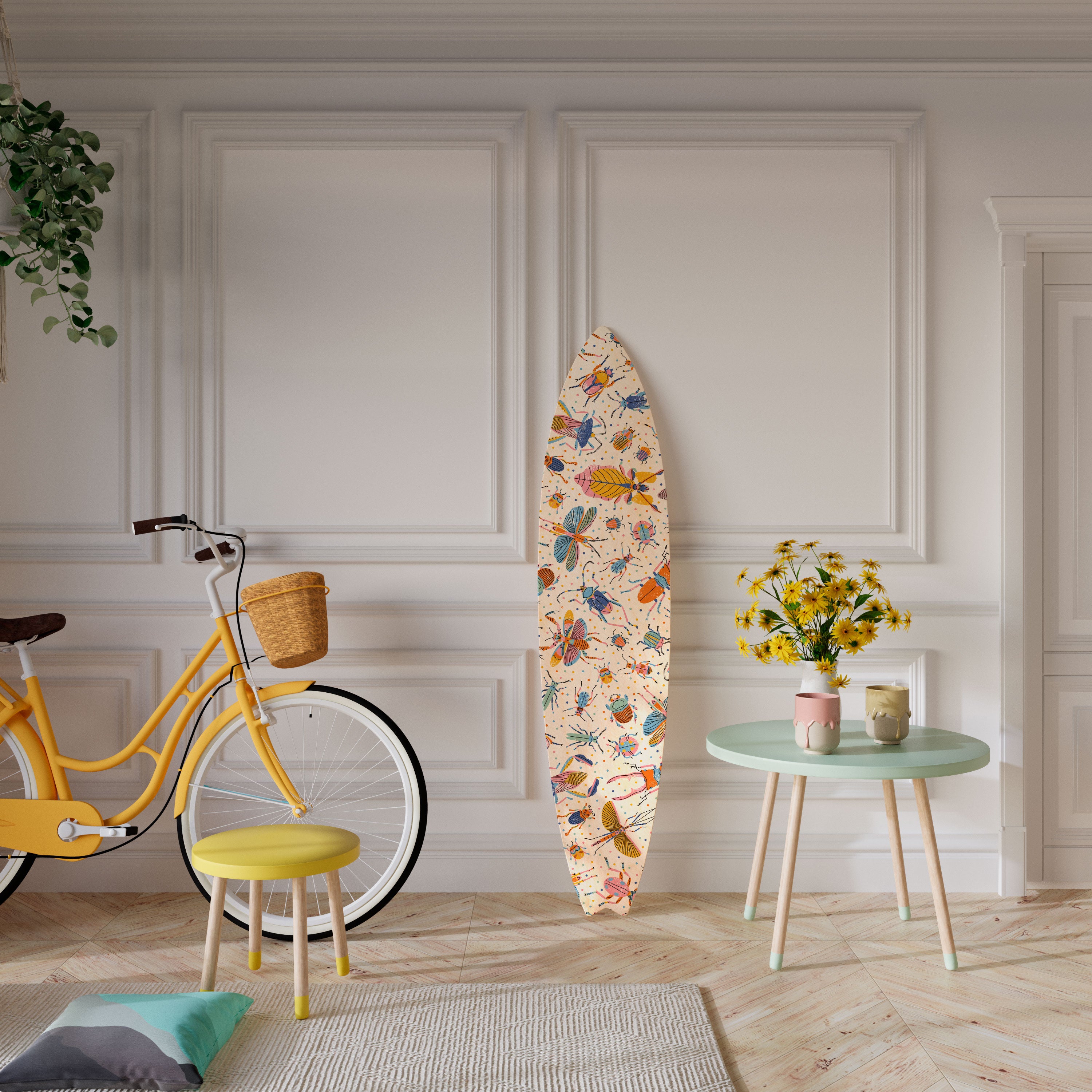 COLORFUL INSECTS Panel decorativo de tabla de surf