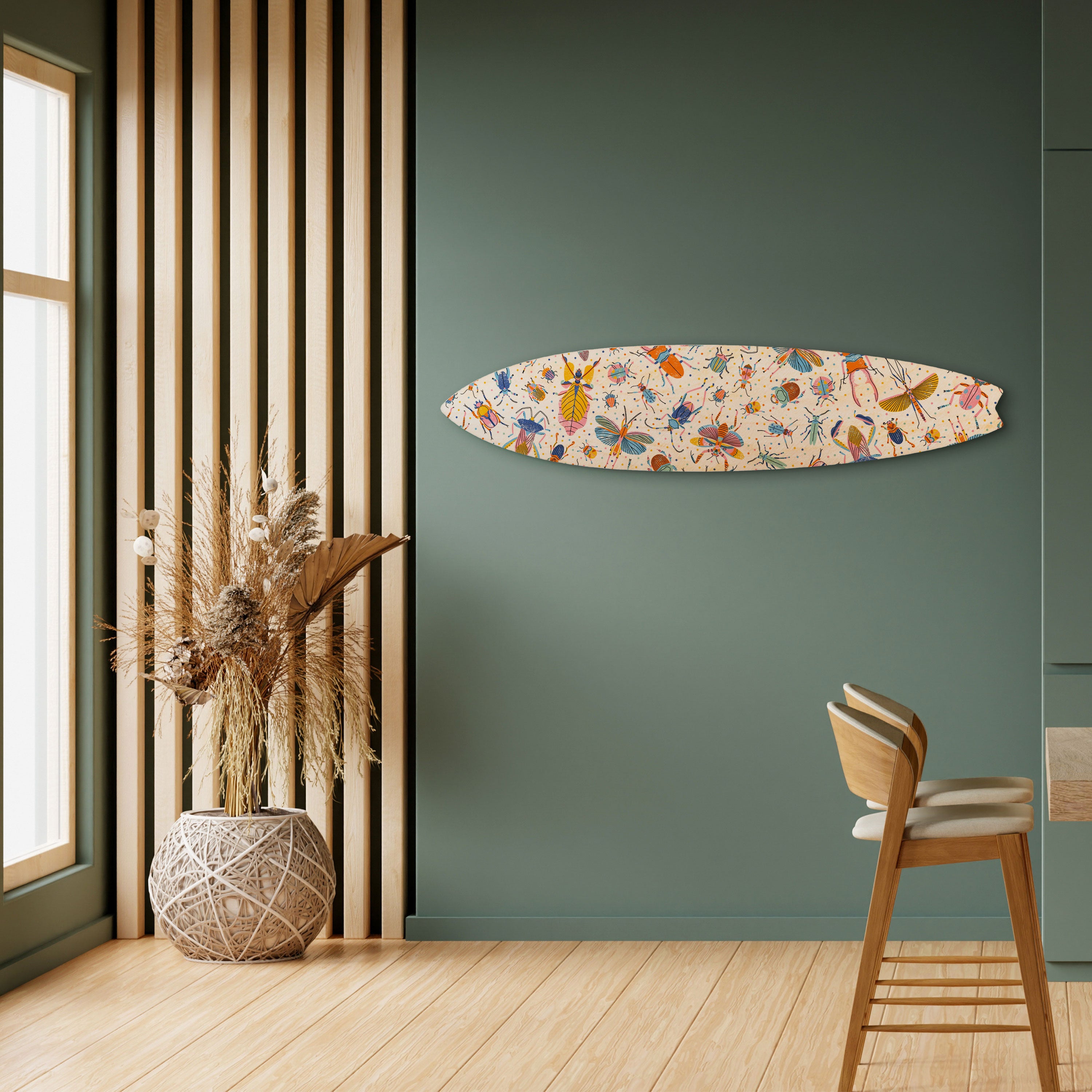 COLORFUL INSECTS Panel decorativo de tabla de surf