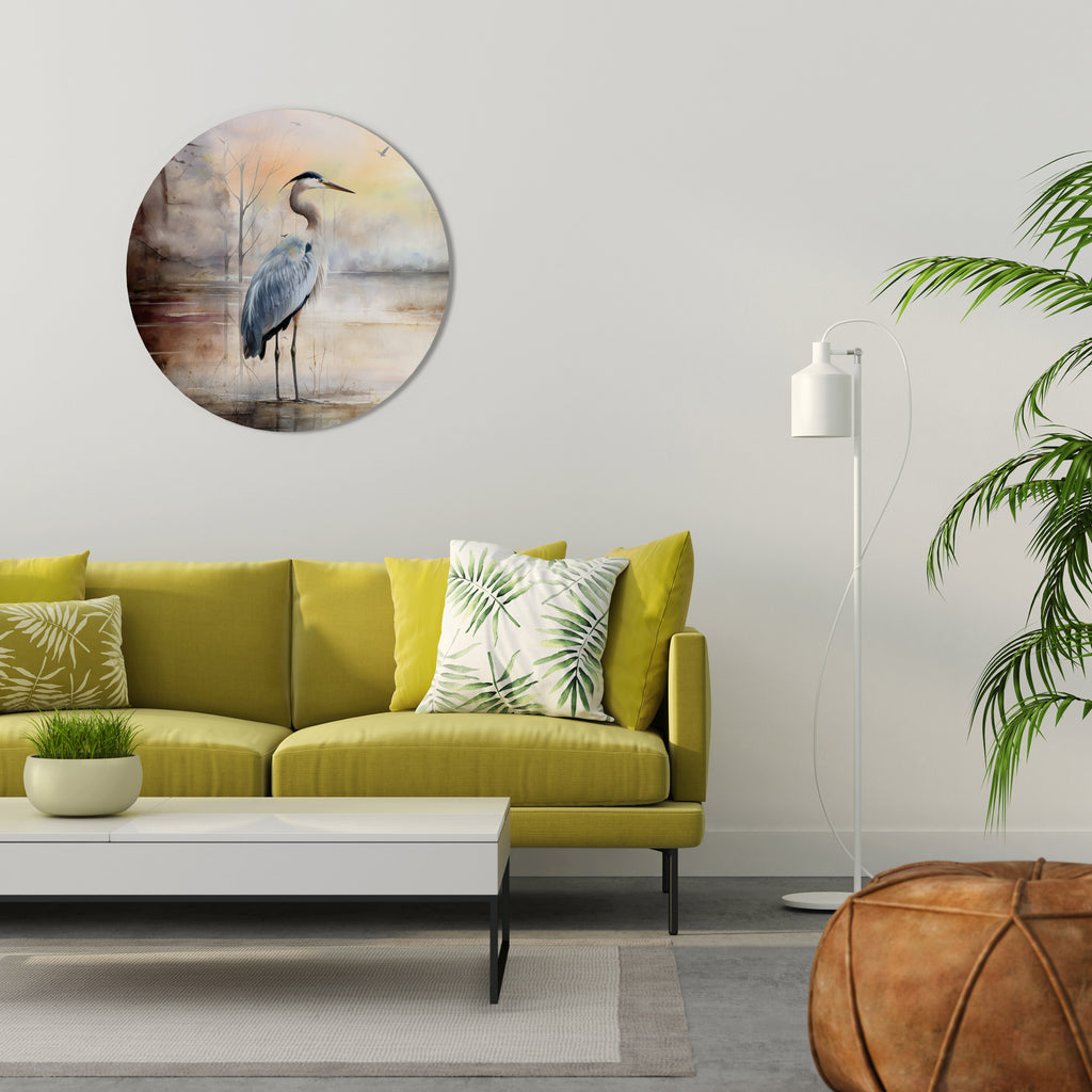 HERON DAYDREAM Round Wall Art