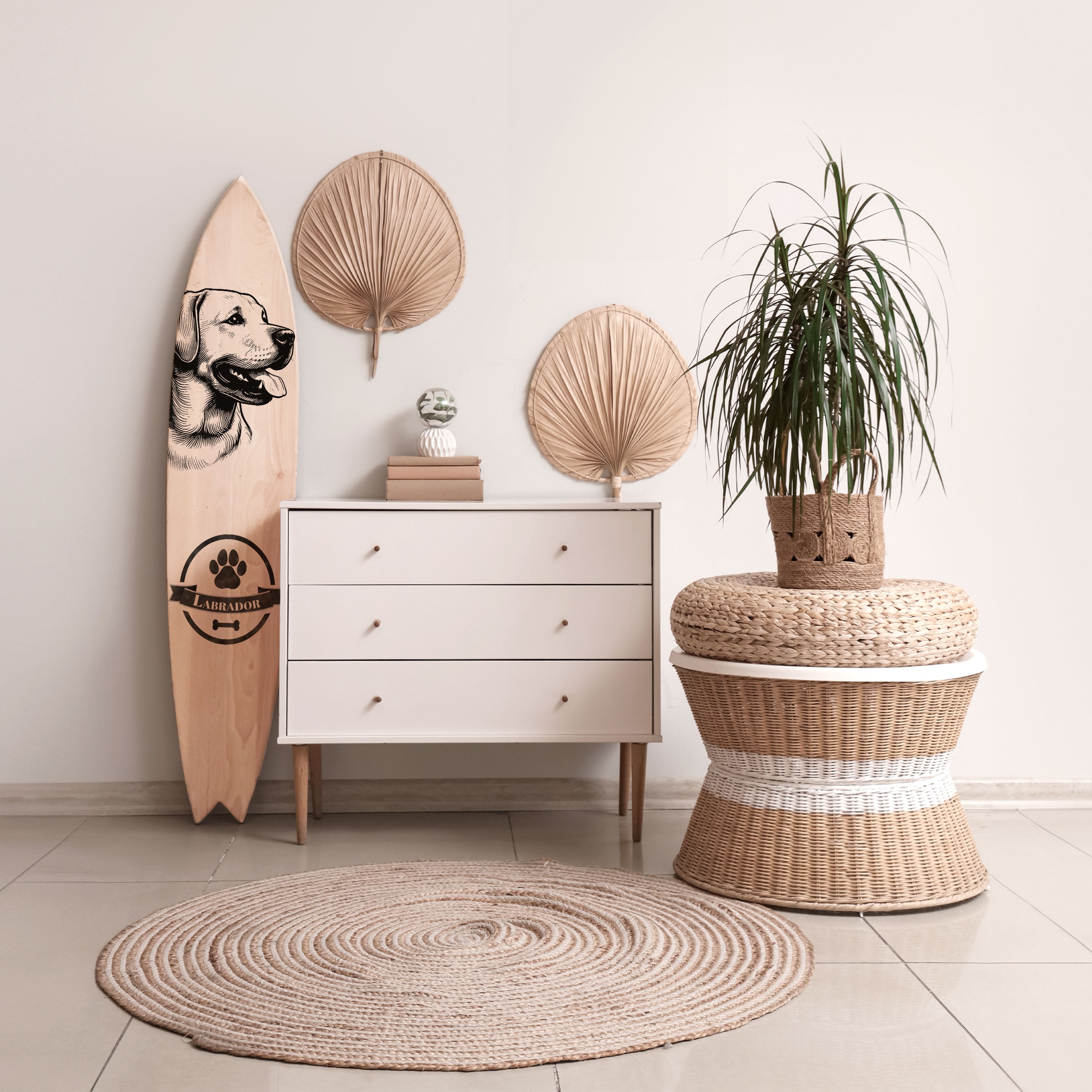 LABRADOR DOG Panel decorativo de tabla de surf