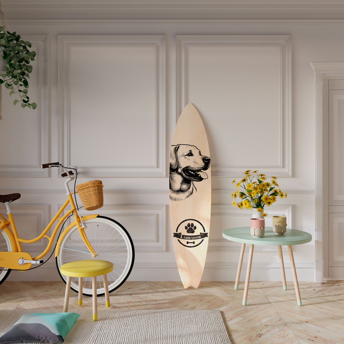 LABRADOR DOG Panel decorativo de tabla de surf