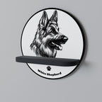 WHITE SHEPHERD DOG Estante Redondo Decorativo en Acabado Negro