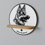 WHITE SHEPHERD DOG Estante Redondo Decorativo en Efecto Roble