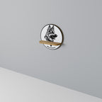 WHITE SHEPHERD DOG Estante Redondo Decorativo en Efecto Roble