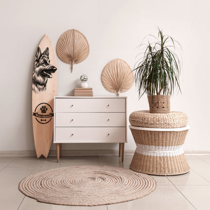 WHITE SHEPHERD DOG Panel decorativo de tabla de surf