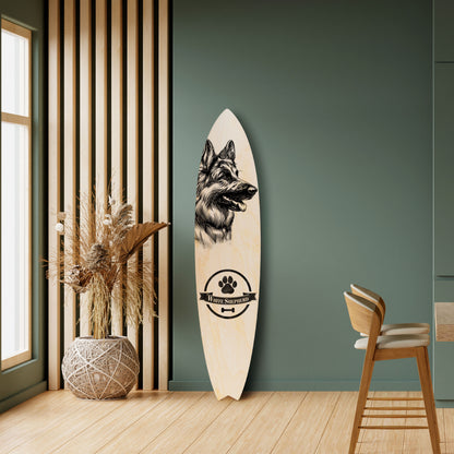 WHITE SHEPHERD DOG Panel decorativo de tabla de surf