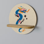 MYTHOLOGICAL CREATURES Round Art Shelf In Oak Effect