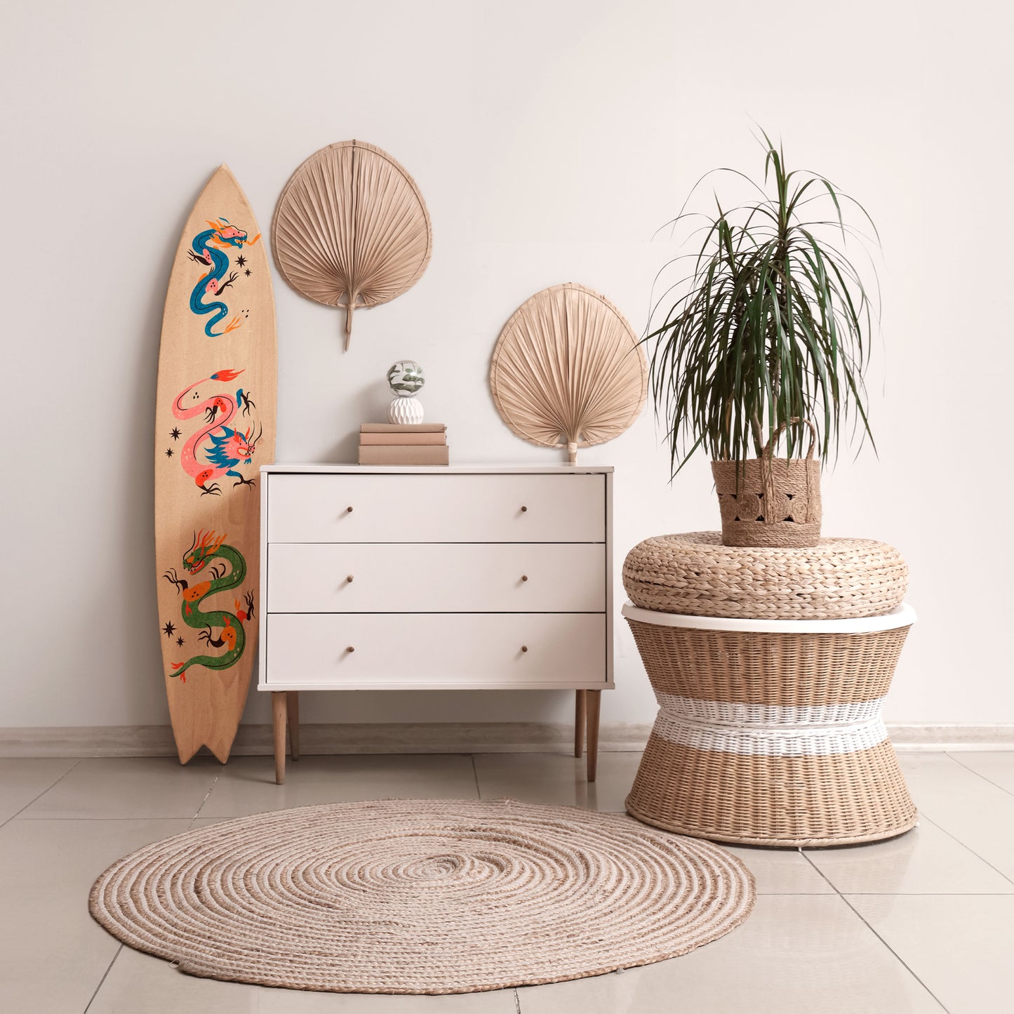 MYTHOLOGICAL CREATURES Panel decorativo de tabla de surf