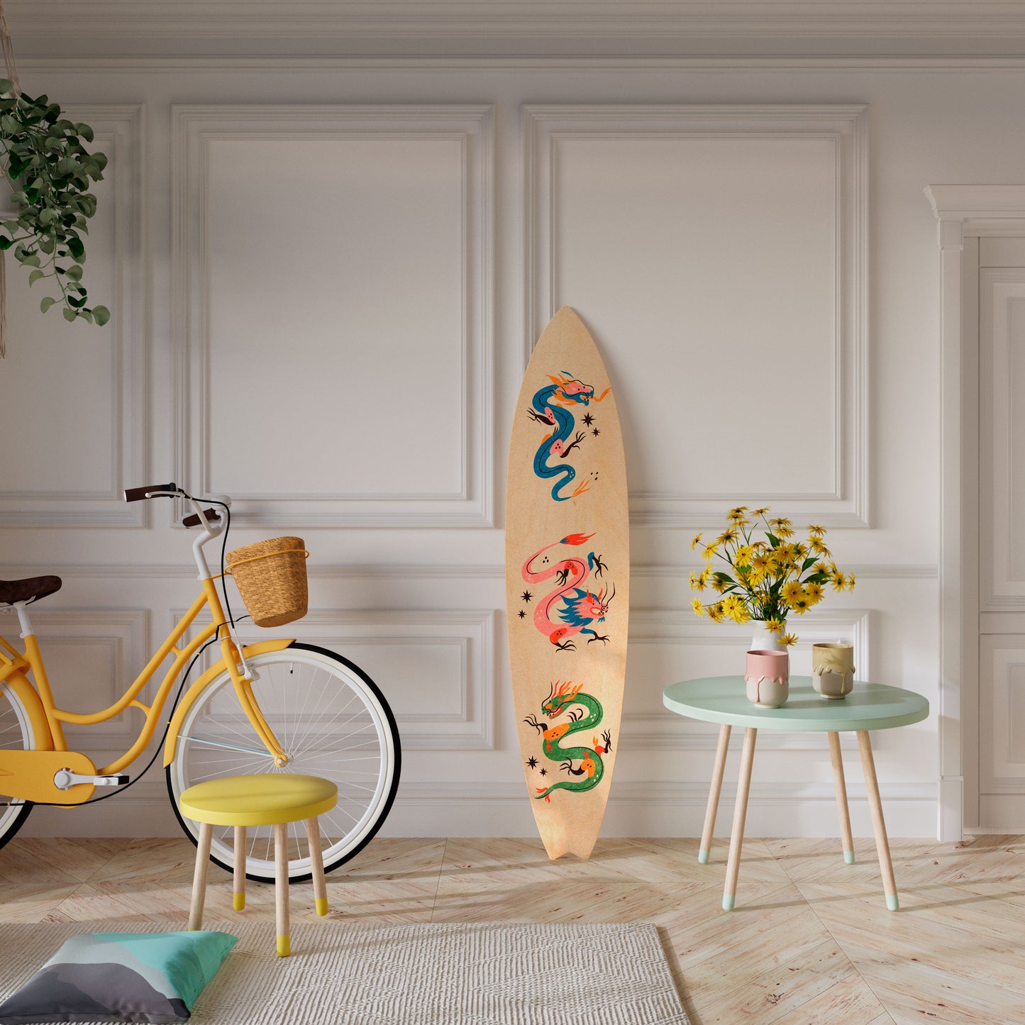 MYTHOLOGICAL CREATURES Panel decorativo de tabla de surf