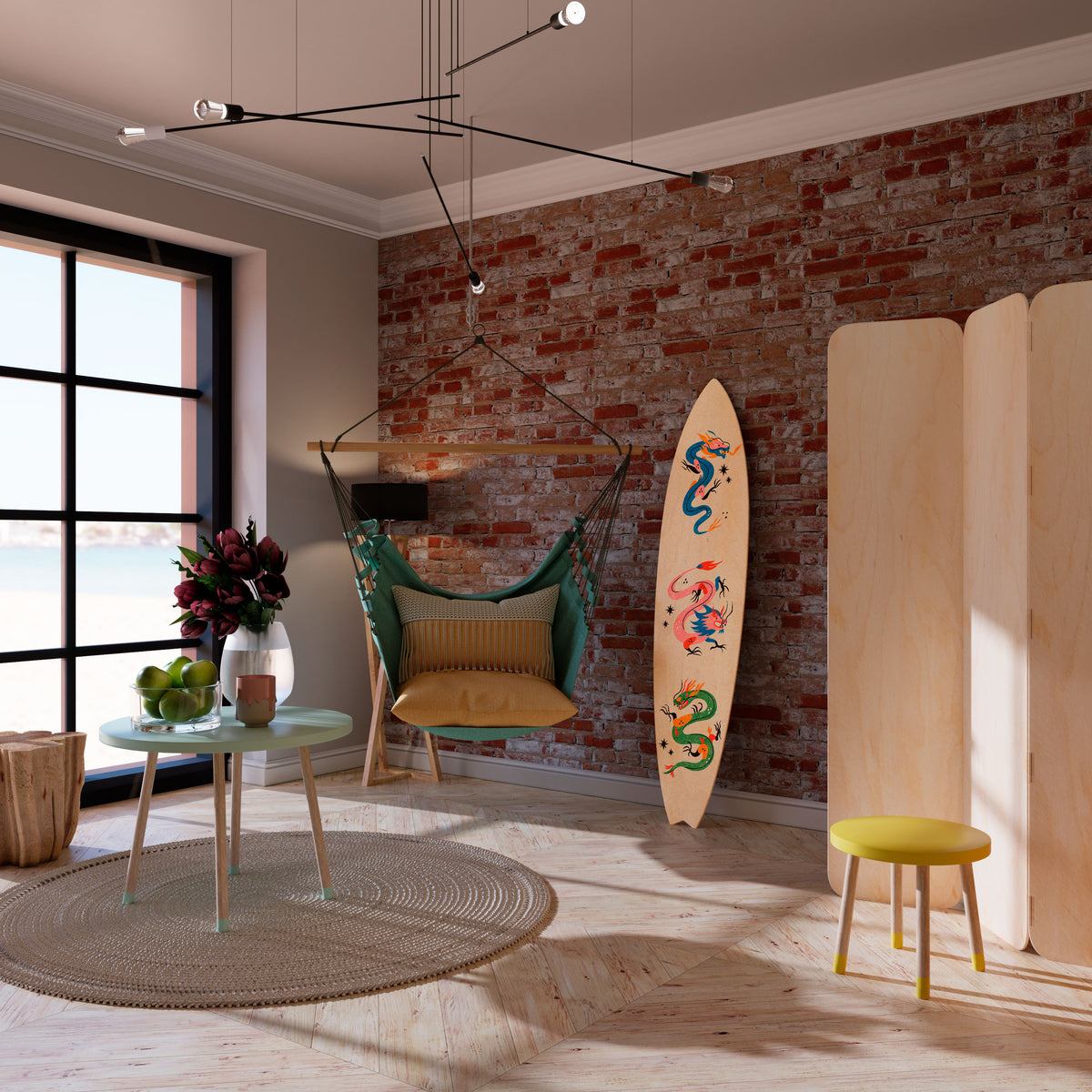 MYTHOLOGICAL CREATURES Panel decorativo de tabla de surf