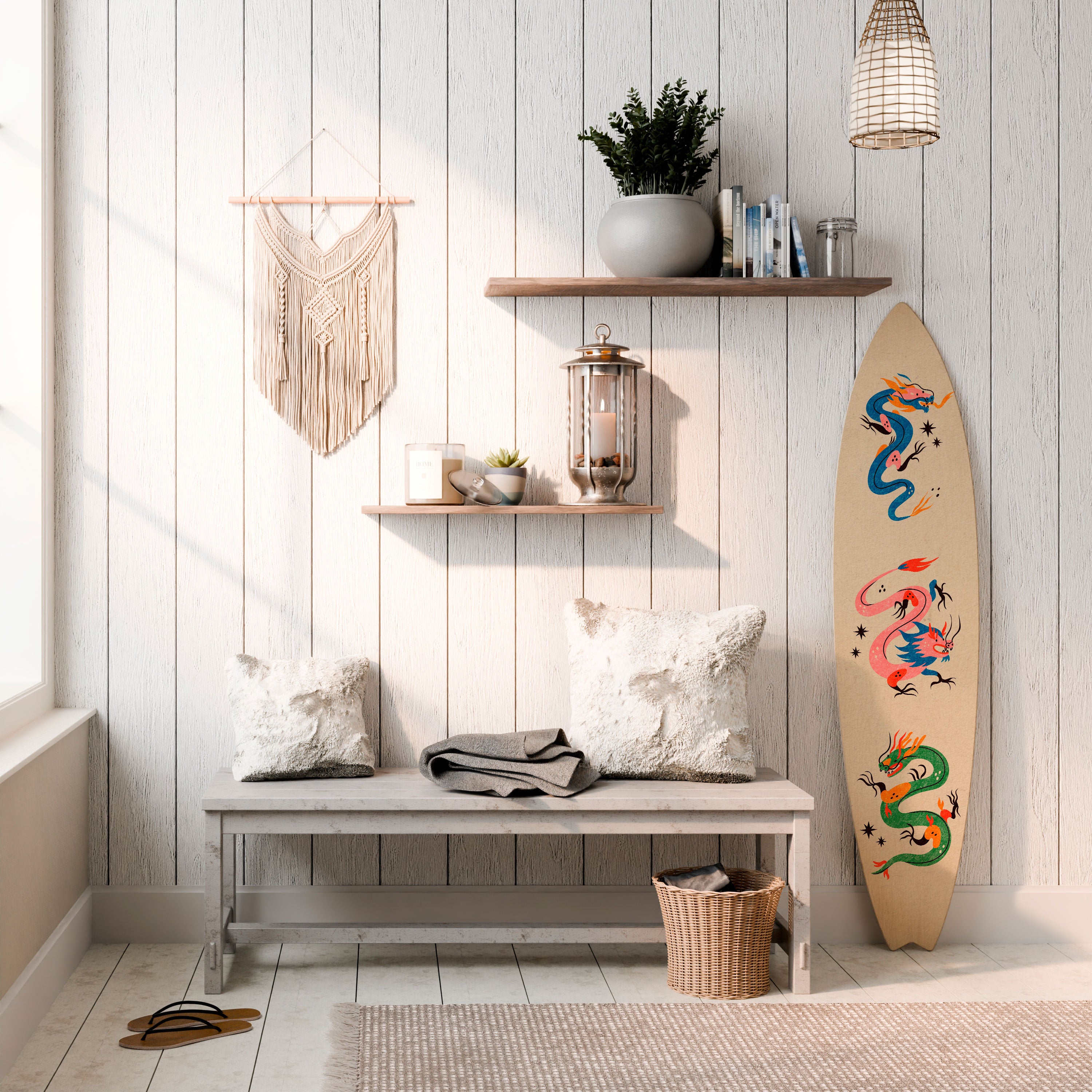 MYTHOLOGICAL CREATURES Panel decorativo de tabla de surf
