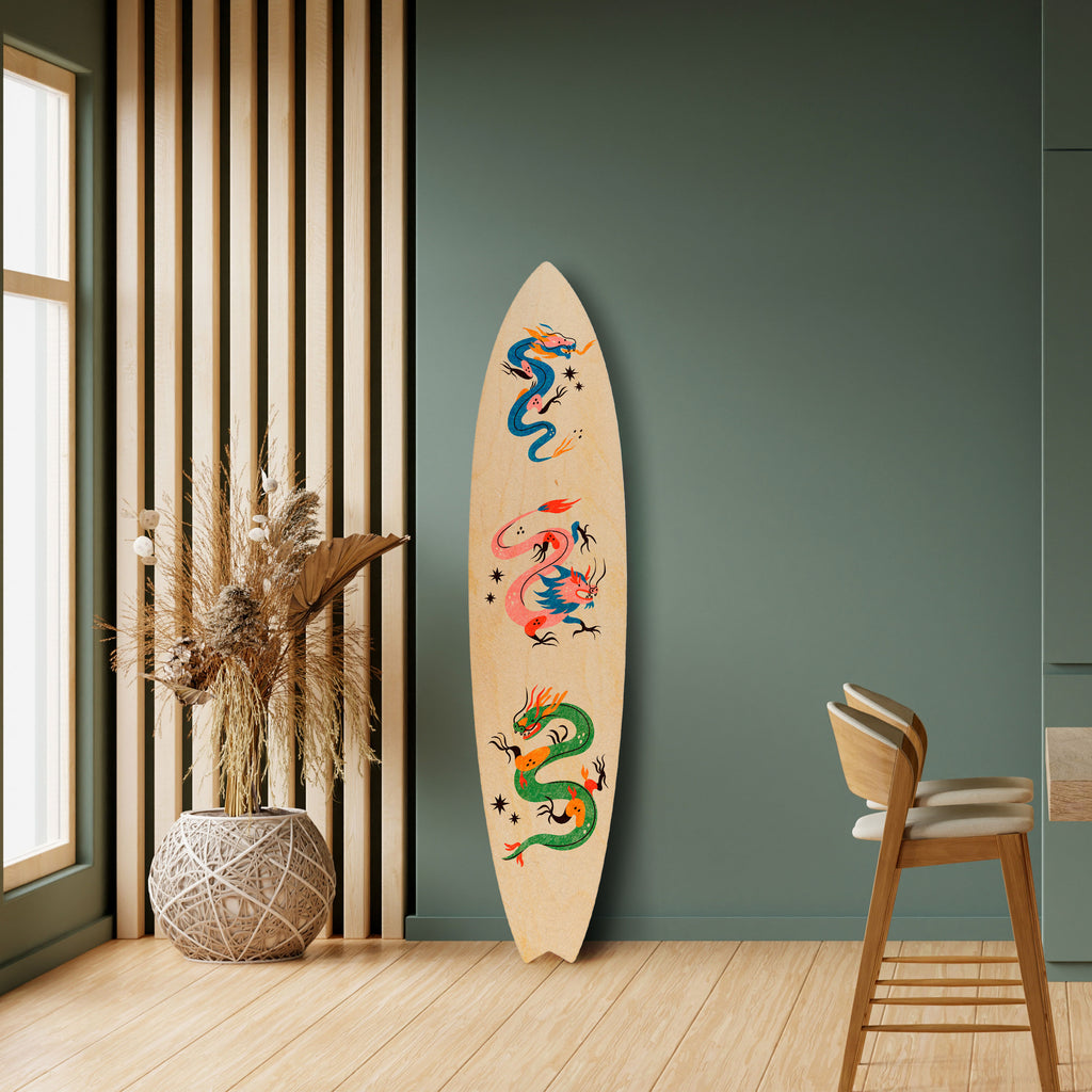 MYTHOLOGICAL CREATURES Panel decorativo de tabla de surf