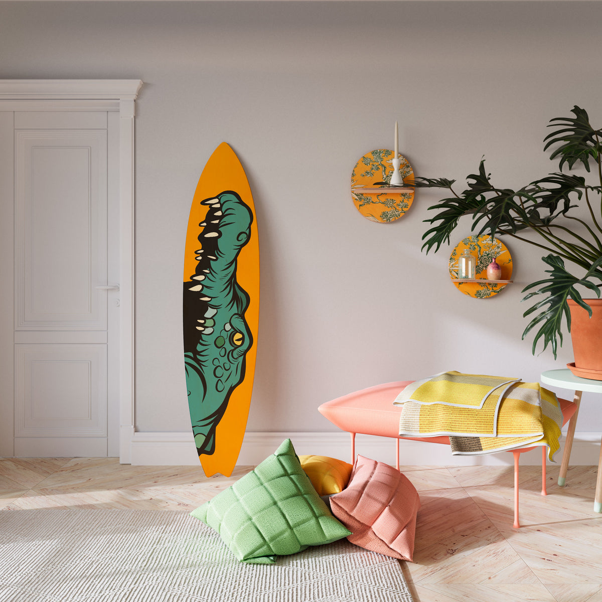 THREATENING GREETING Panel decorativo de tabla de surf