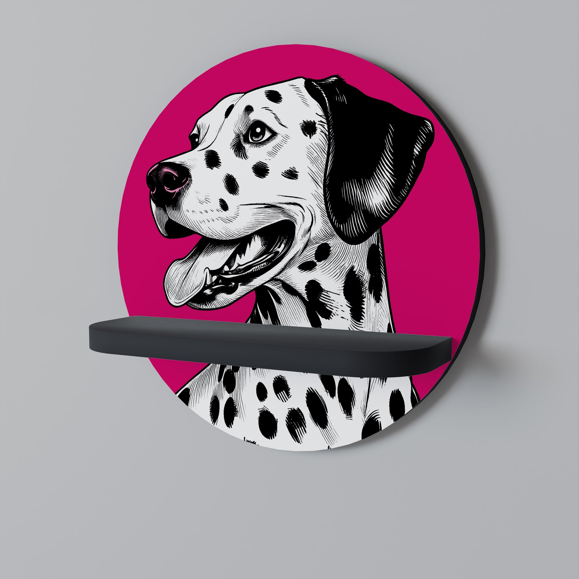 Estantería de arte redonda DALMATIAN SMILE con acabado negro