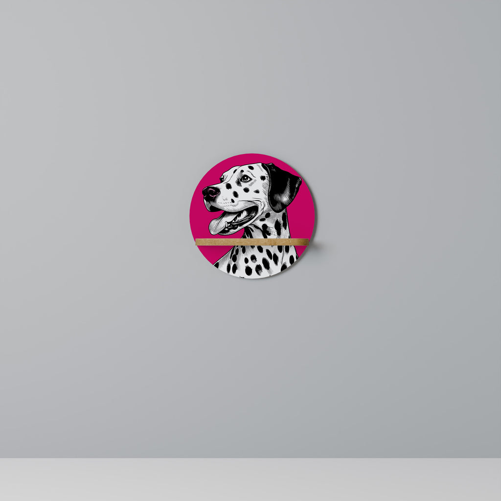 Estantería de arte redonda DALMATIAN SMILE con efecto roble