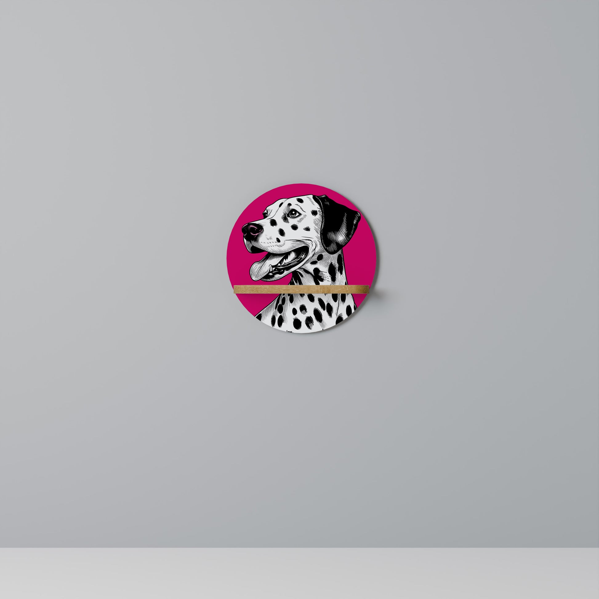 Estantería de arte redonda DALMATIAN SMILE con efecto roble