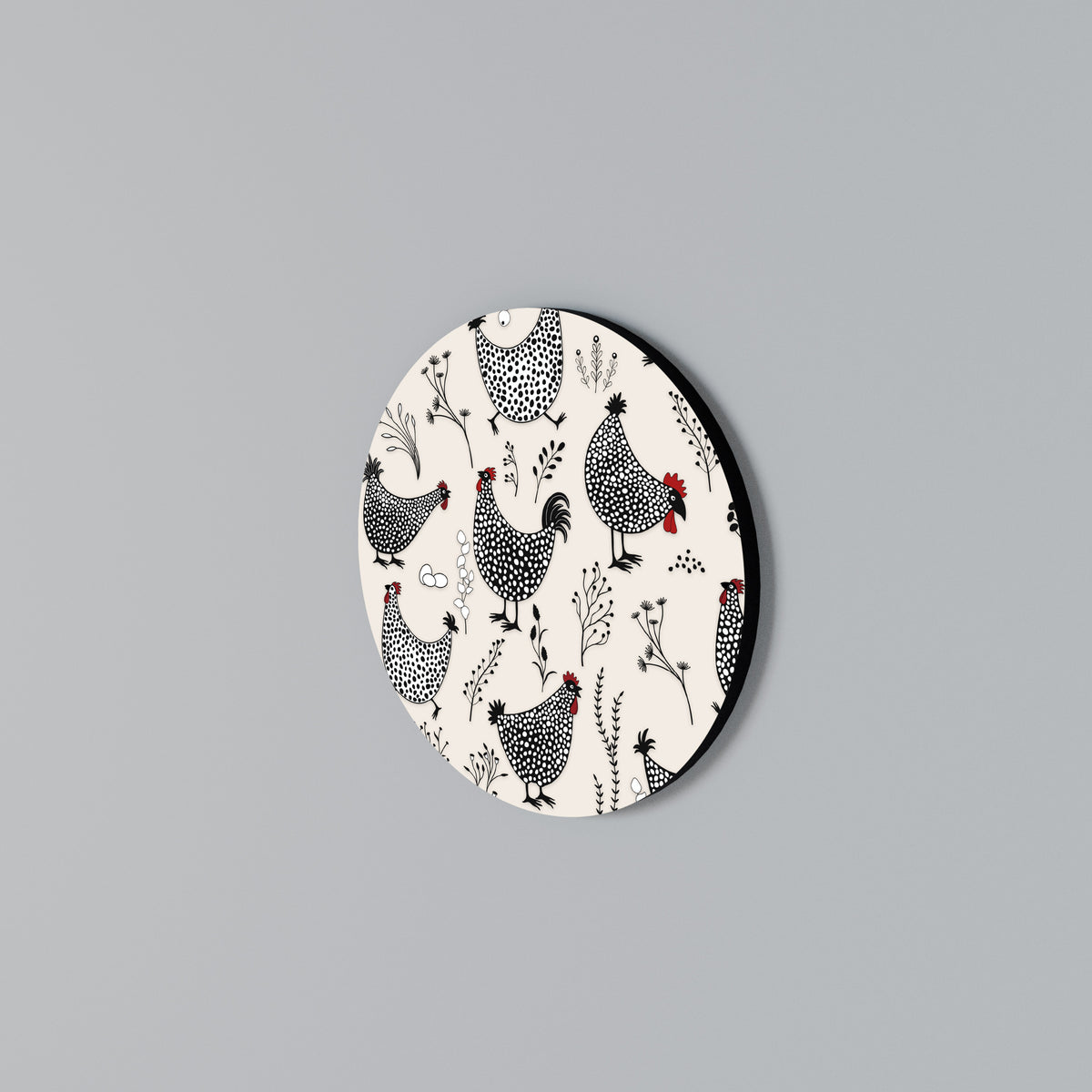 HAPPY HENS Arte de pared redondo
