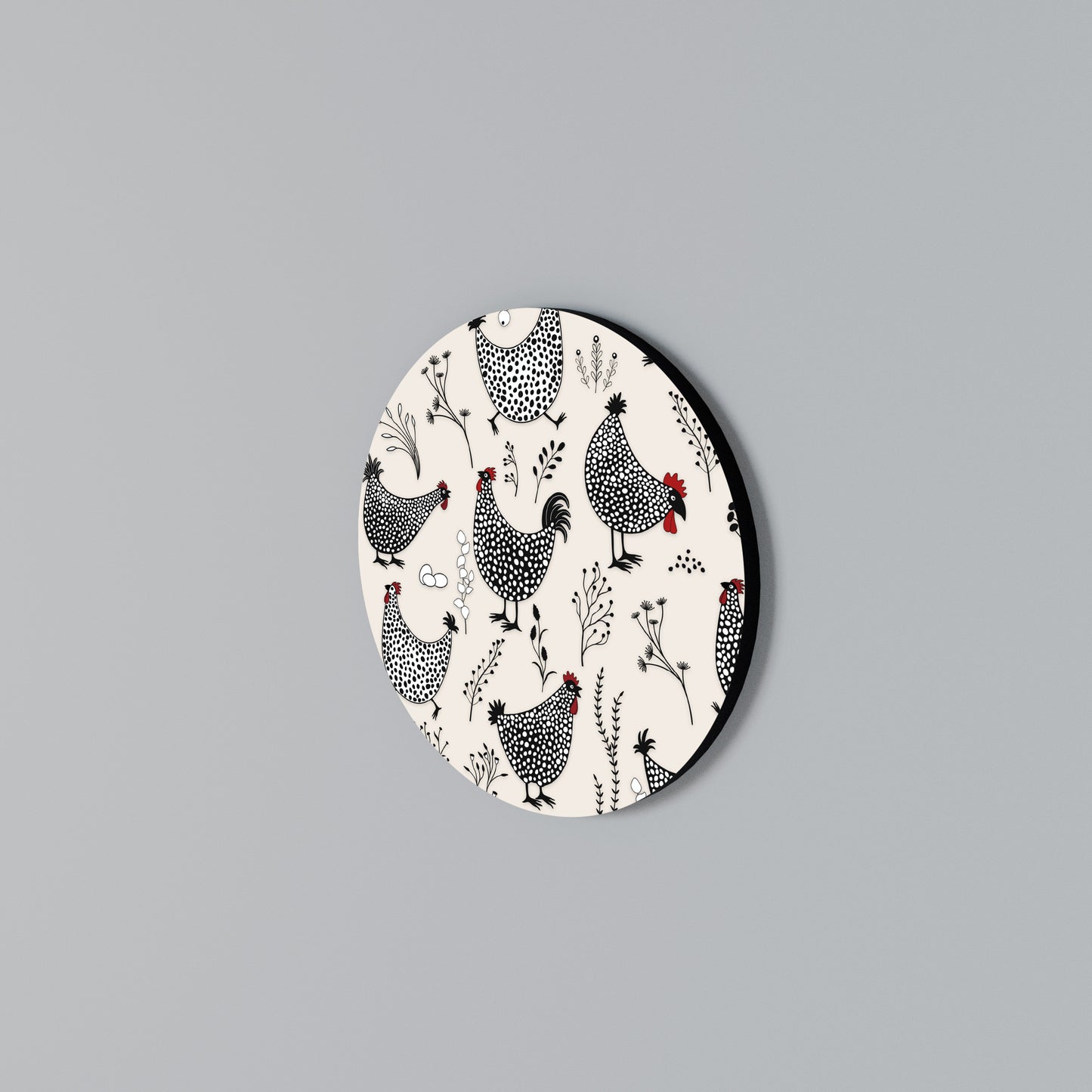 HAPPY HENS Arte de pared redondo