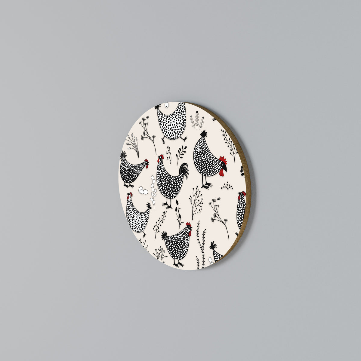 HAPPY HENS Arte de pared redondo