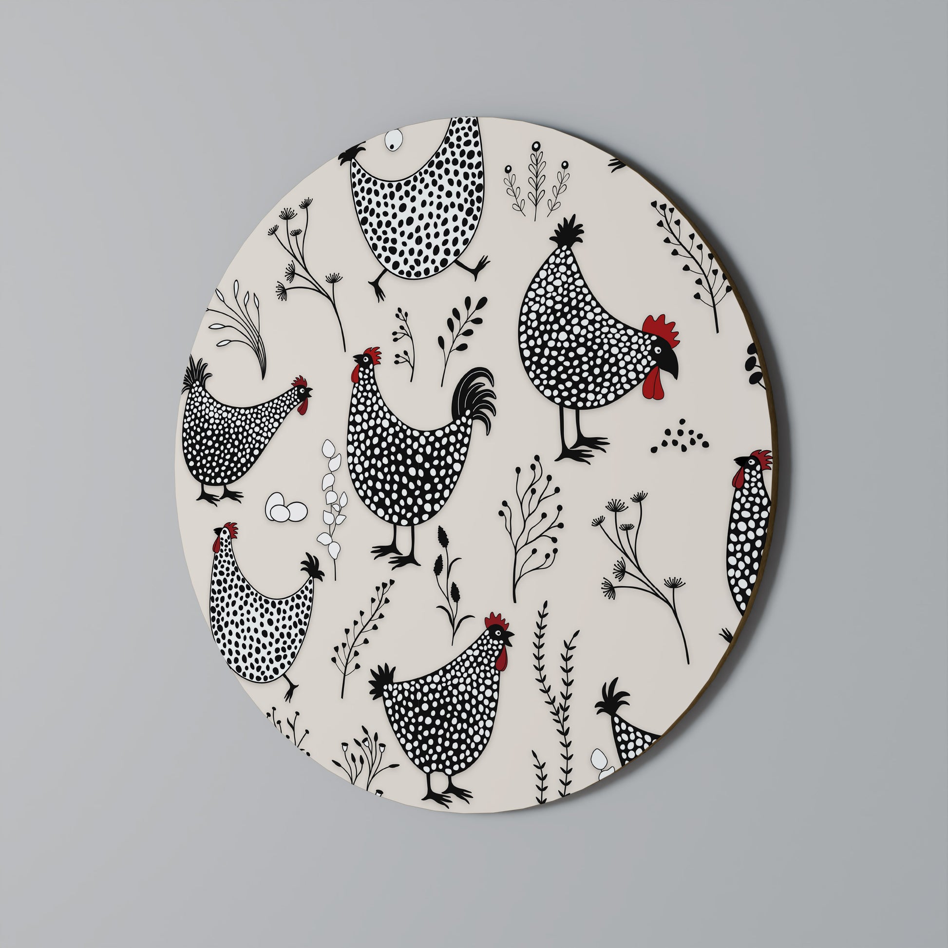 Arte de pared redondo HAPPY HENS
