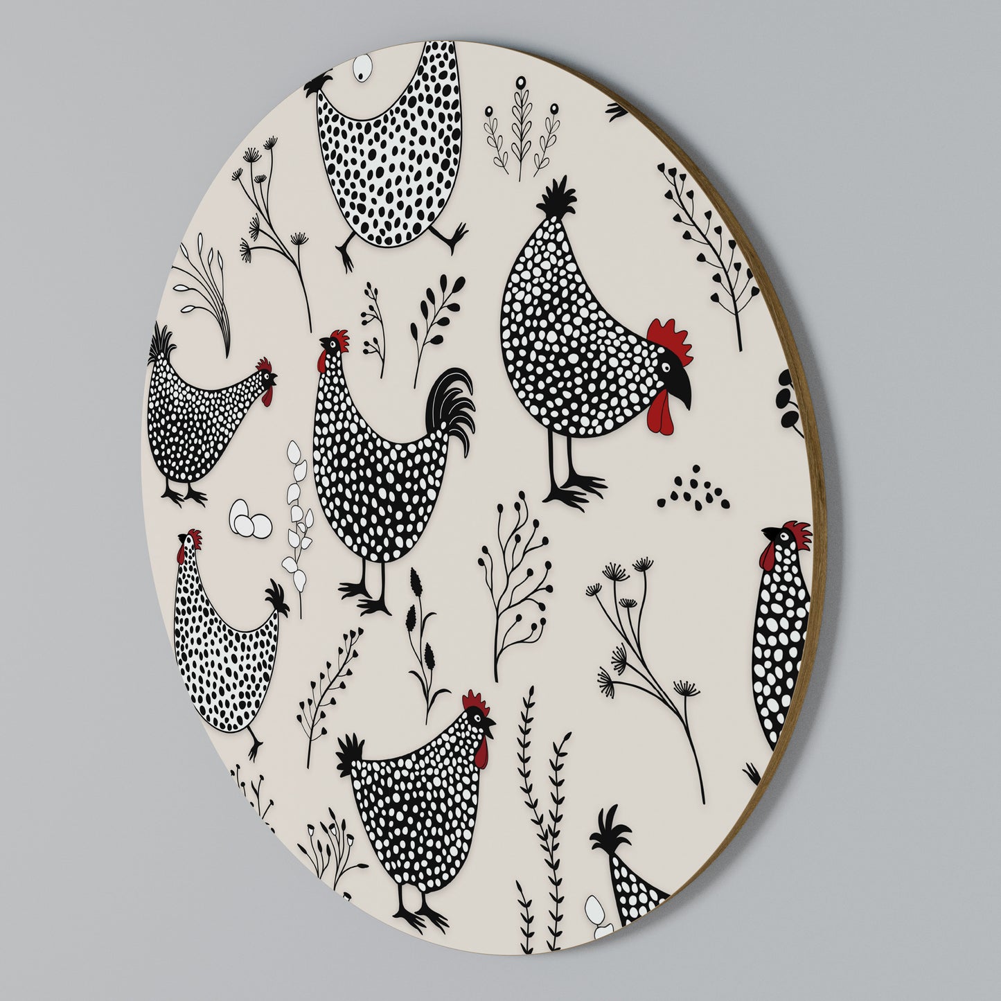 HAPPY HENS Arte de pared redondo