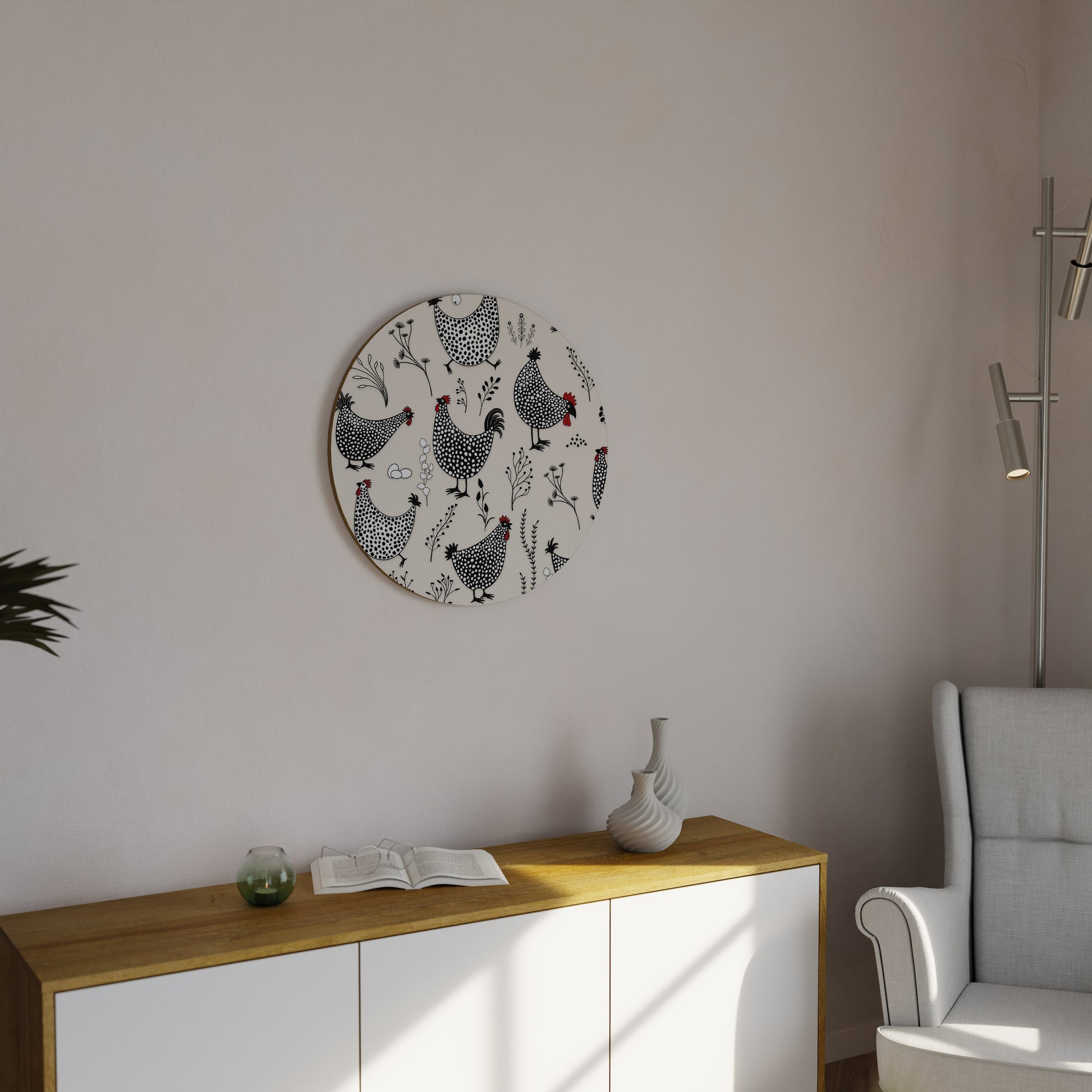Arte de pared redondo HAPPY HENS