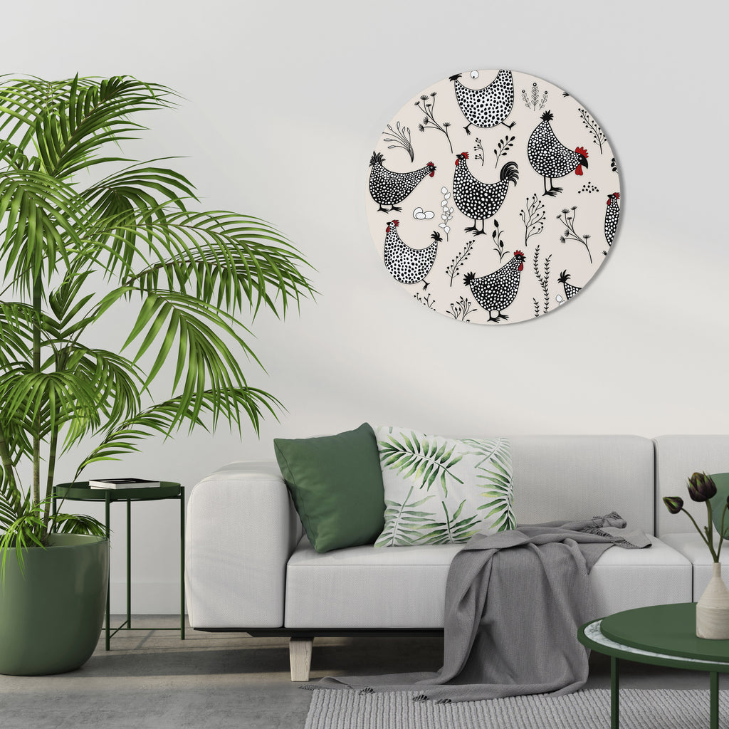 HAPPY HENS Round Wall Art