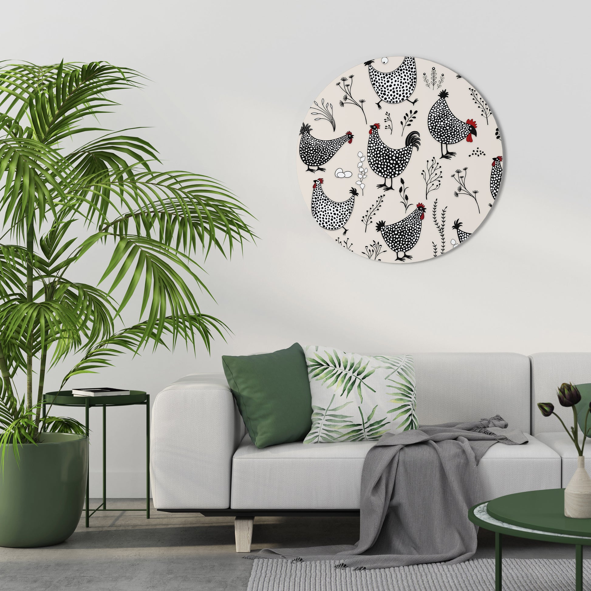 Arte de pared redondo HAPPY HENS