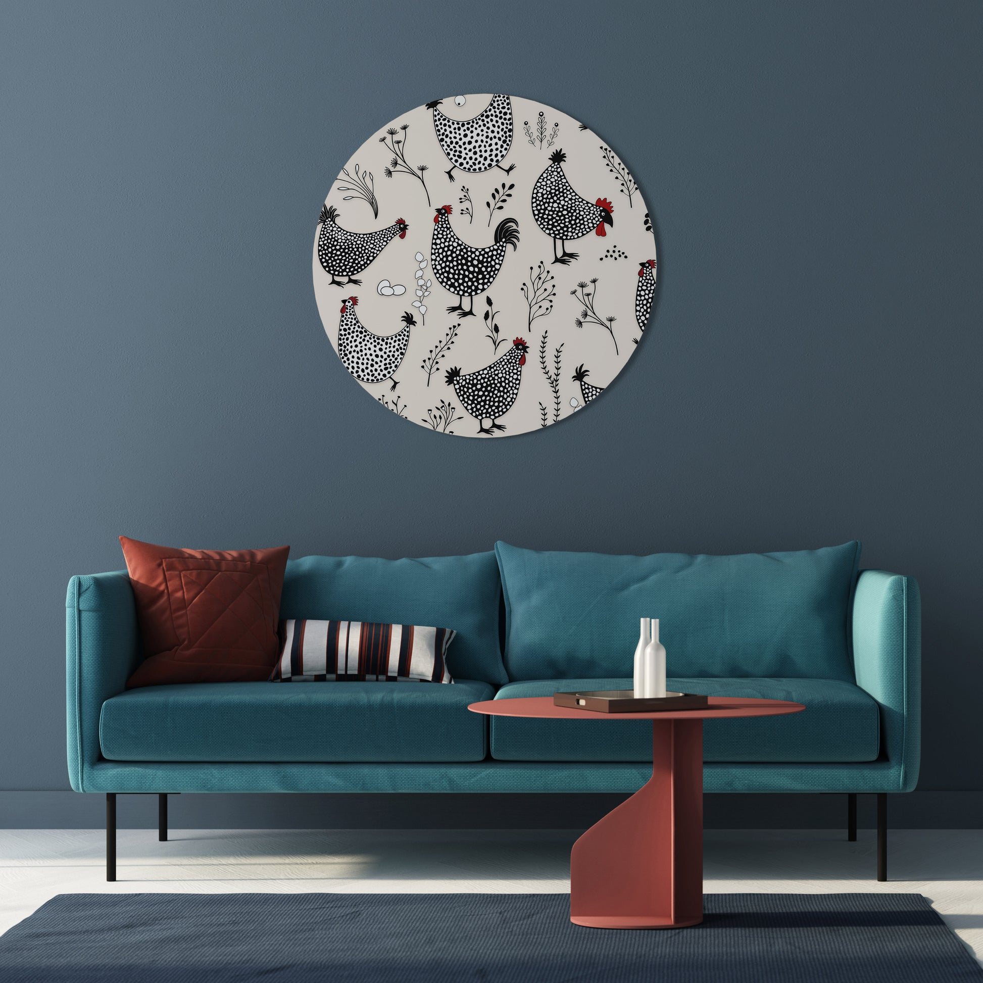 Arte de pared redondo HAPPY HENS