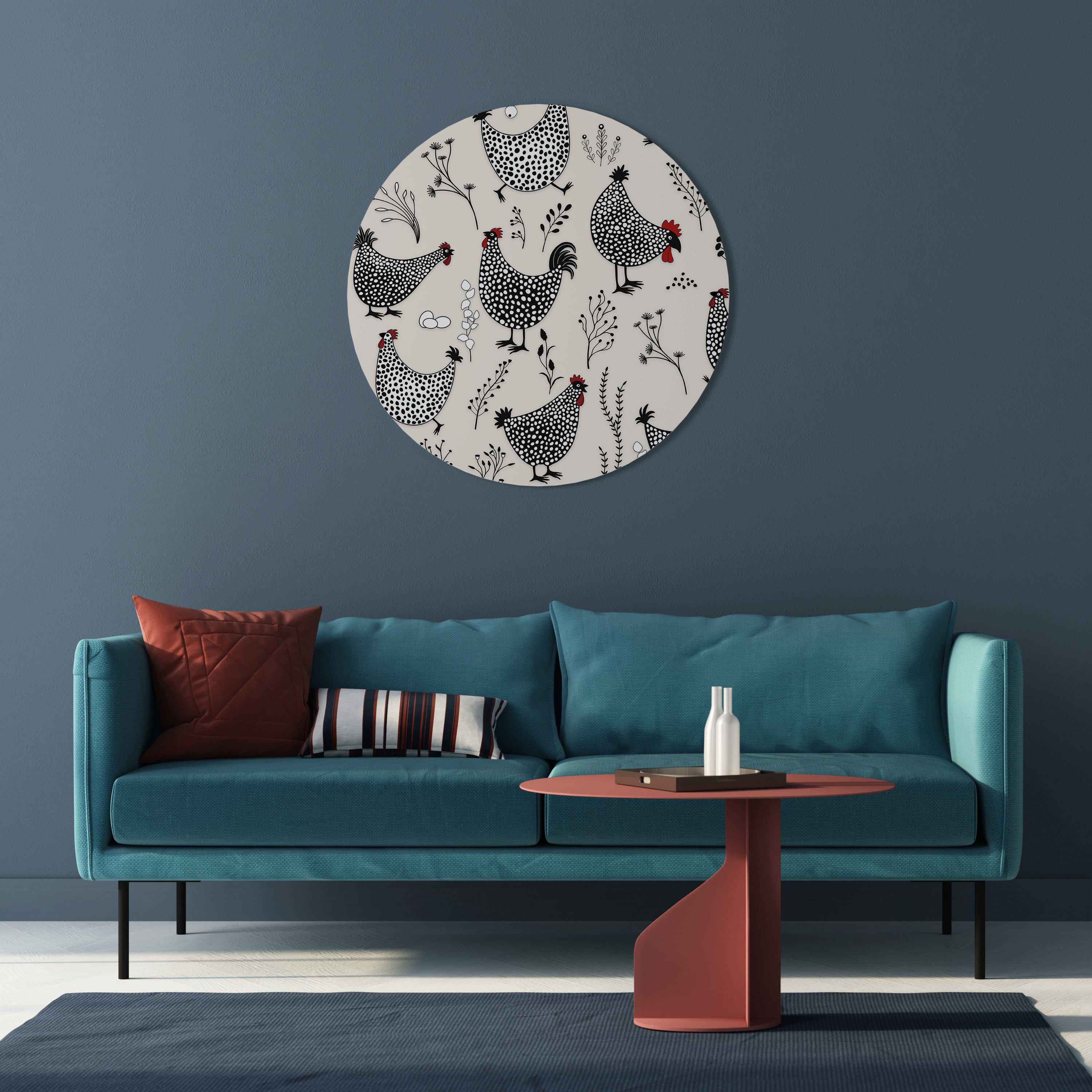 Arte de pared redondo HAPPY HENS