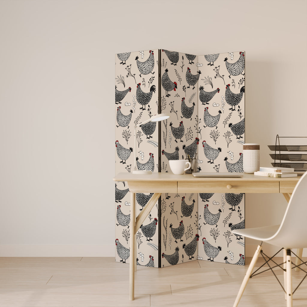 HAPPY HENS Decorative 3-Panel Room Divider