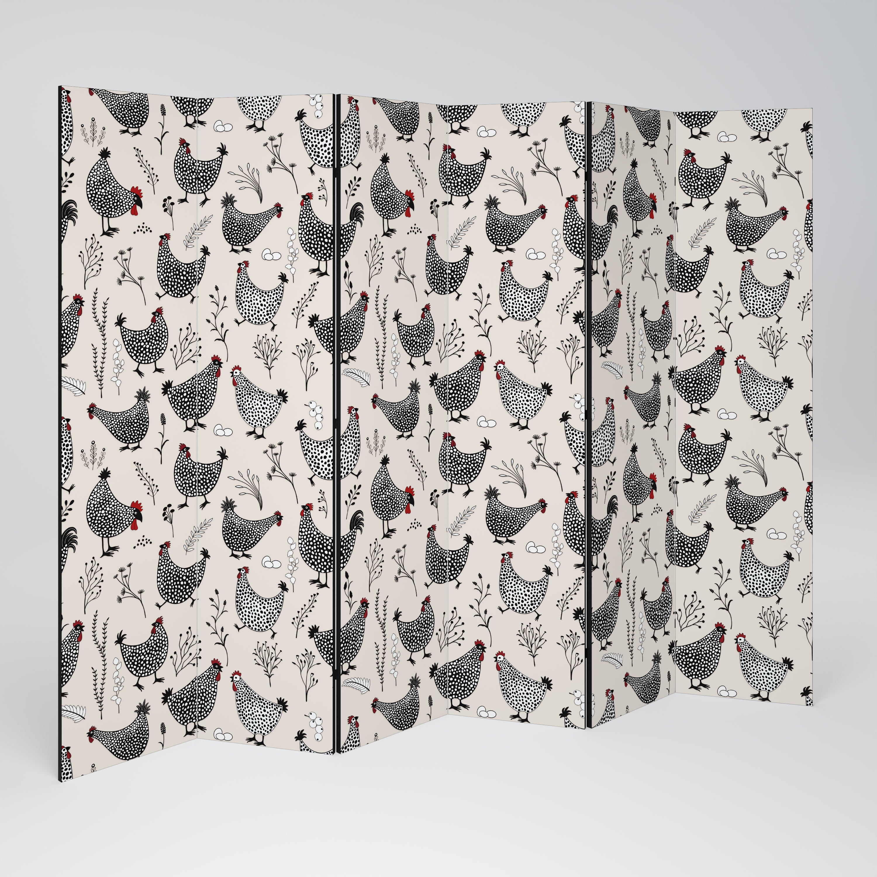 HAPPY HENS Decorative 6-Panel Room Divider