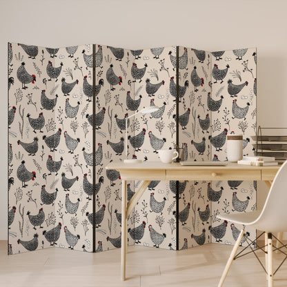 HAPPY HENS 6-Panel Room Divider
