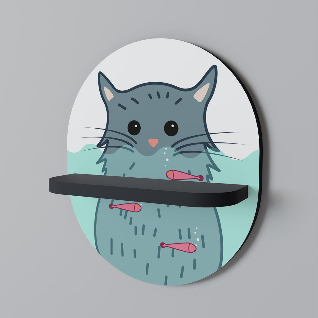 Estantería de arte ovalada CAT SPLASH con acabado negro