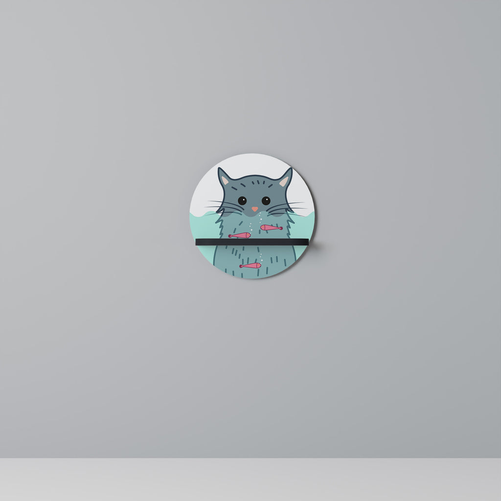 Estantería de arte redonda CAT SPLASH con acabado negro