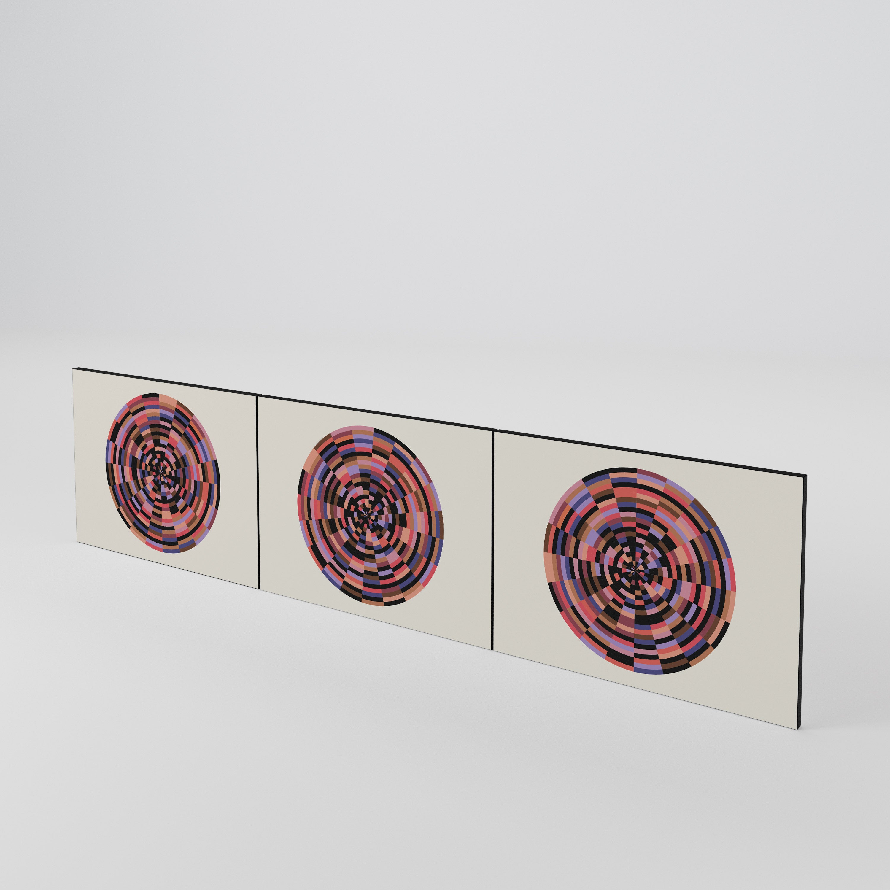 BROWN CIRCLES Juego de 3 puertas para mueble de TV